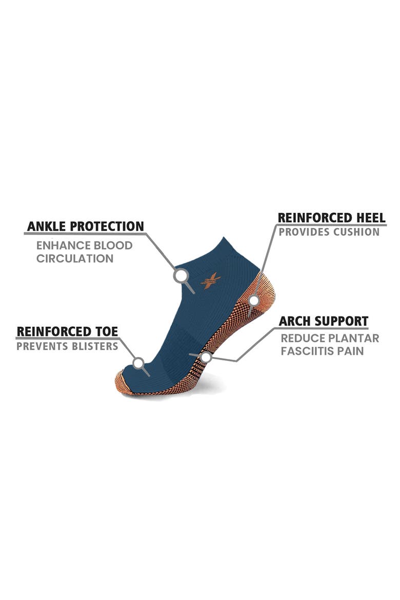 3-Pack Copper Infused Ankle Length Compression Socks, Alternate, color, OCEAN DEEP