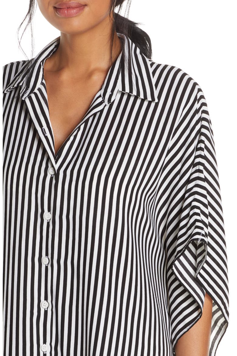 Palm Party Boyfriend Tunic Shirt, Alternate, color, BLACK/ WHITE