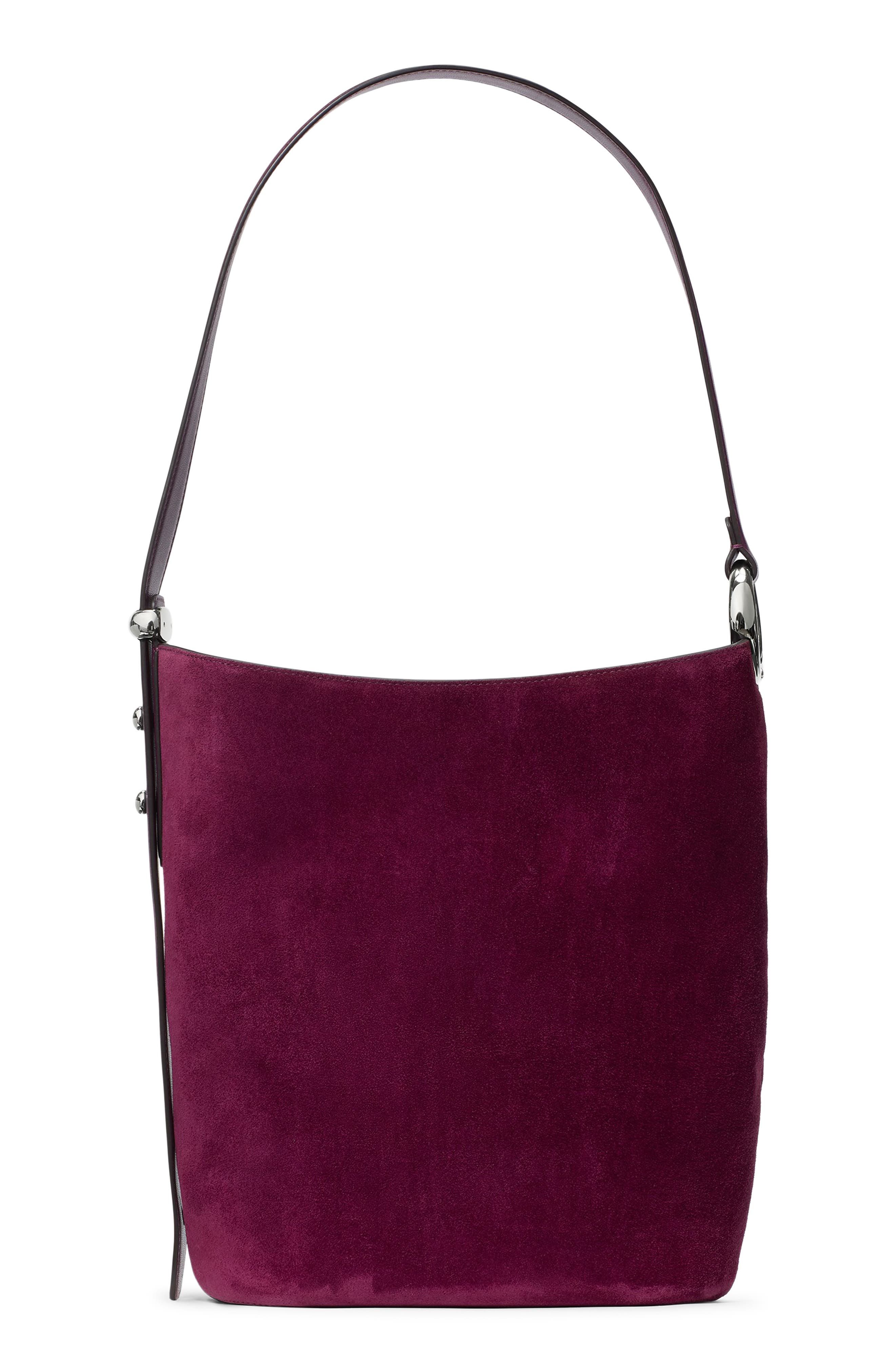 halo suede bucket bag