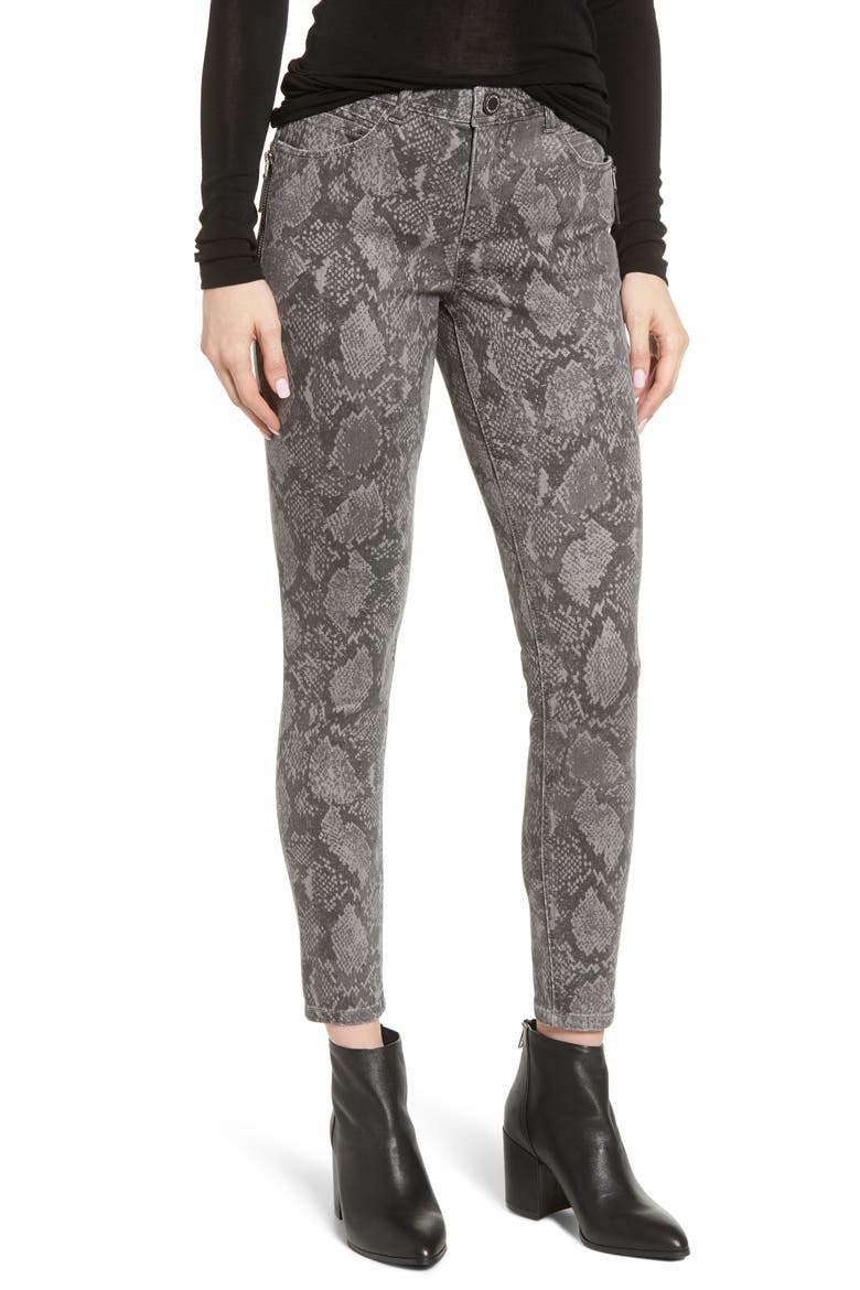 Ab-Solution Print Side Zip Ankle Skinny Jeans (Nordstrom Exclusive), Main, color, GREY