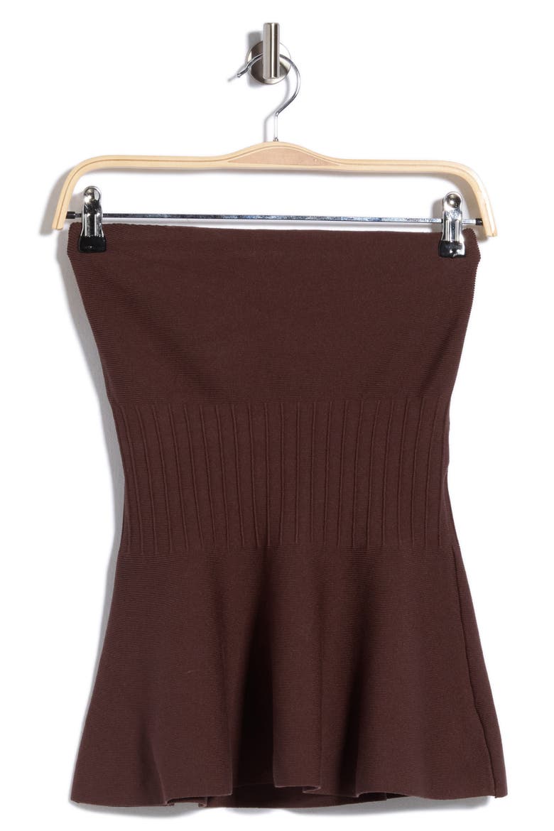 Strapless Peplum Top, Alternate, color, FUDGE