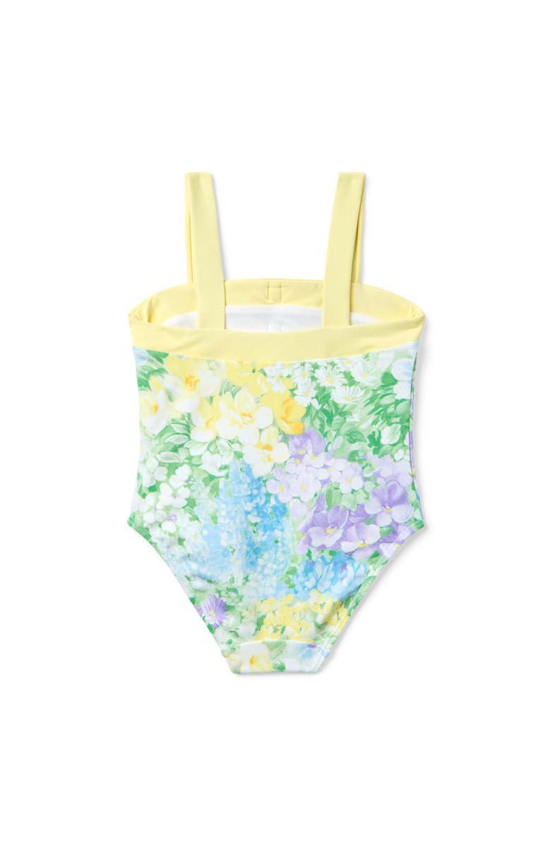 Janie and Jack Recycled Floral Bow Swimsuit, Alternate, color, Green