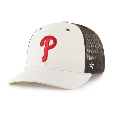 Men's Carhartt x '47 Natural/Brown Philadelphia Phillies Undyed Trucker Adjustable Hat