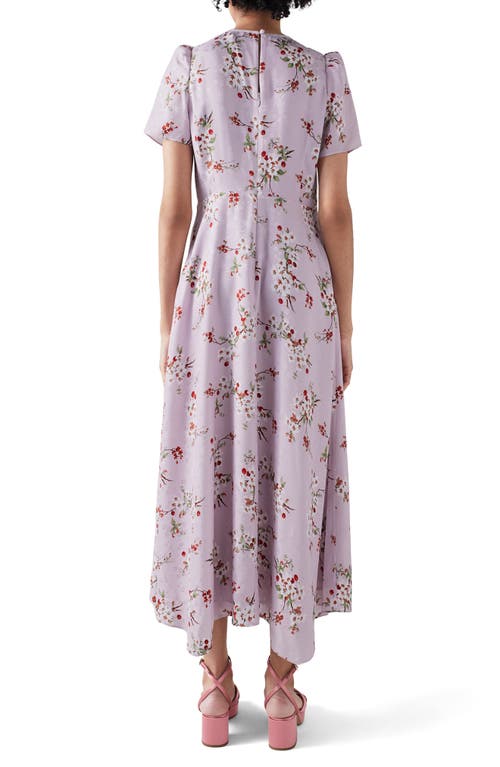 Lk Bennett Boyd Cherry Blossom Silk Midi Dress In Purple Multi