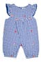 Gingham Fruit Embroidered Cotton Romper
