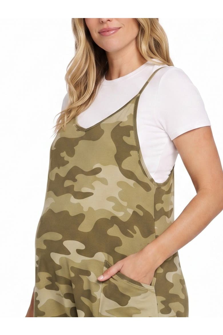 Sleeveless Relaxed Fit Maternity Jumpsuit, Alternate, color, Camo