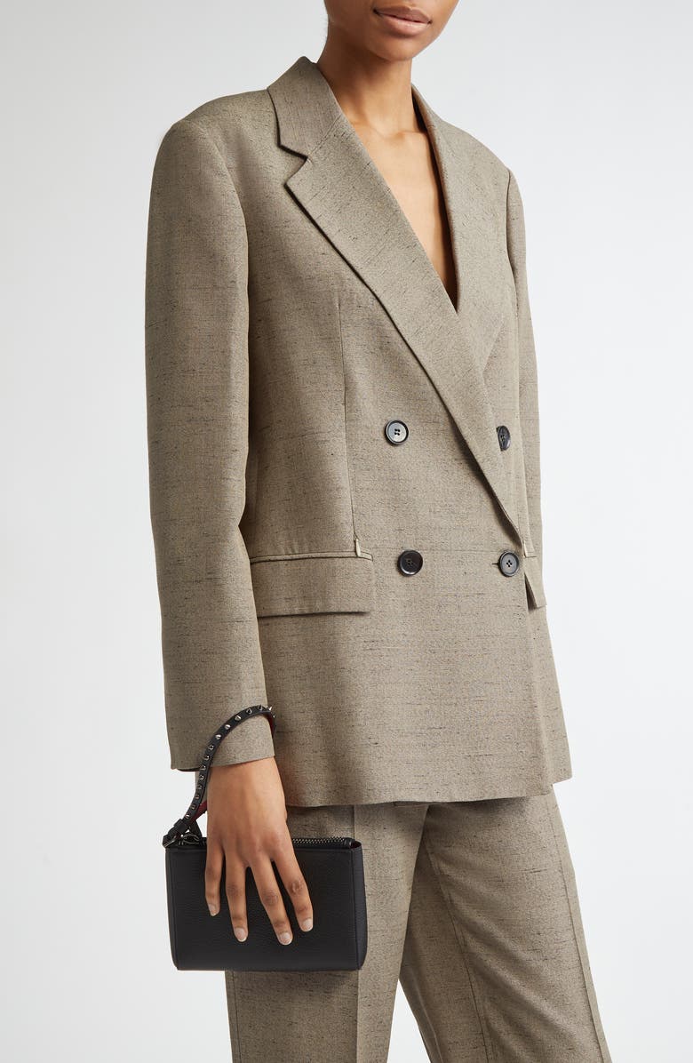 Christian Louboutin Mini Cabata Soft Leather Pouch, Alternate, color, Black/ Gun Metal