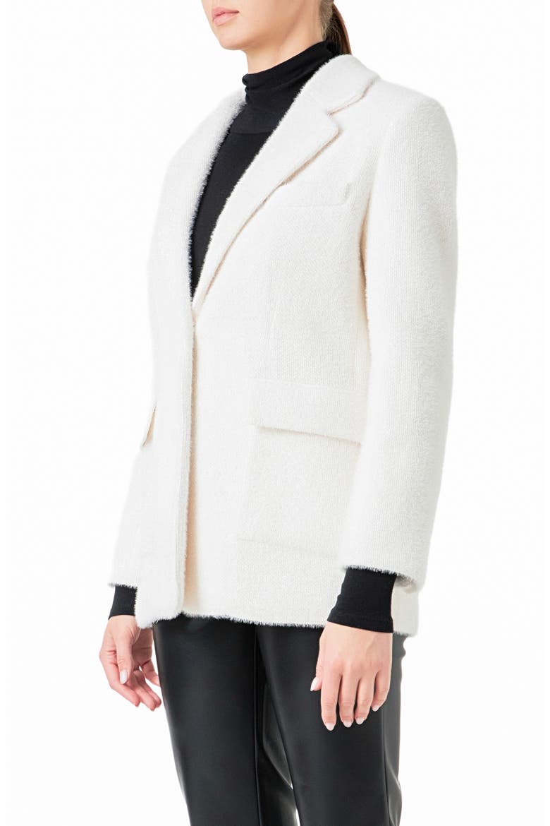 Textured Single Breasted Blazer, Alternate, color, WHITE