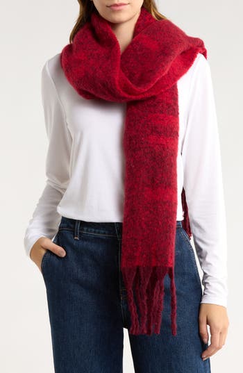 Calvin Klein Logo Tweed Scarf In Red