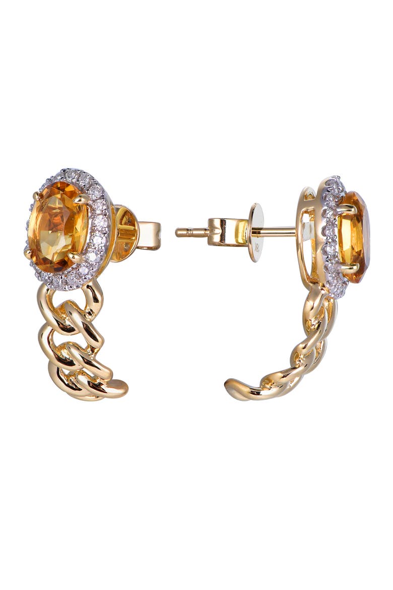 Citrine Earrings with Diamonds, Alternate, color, Citrine Orange