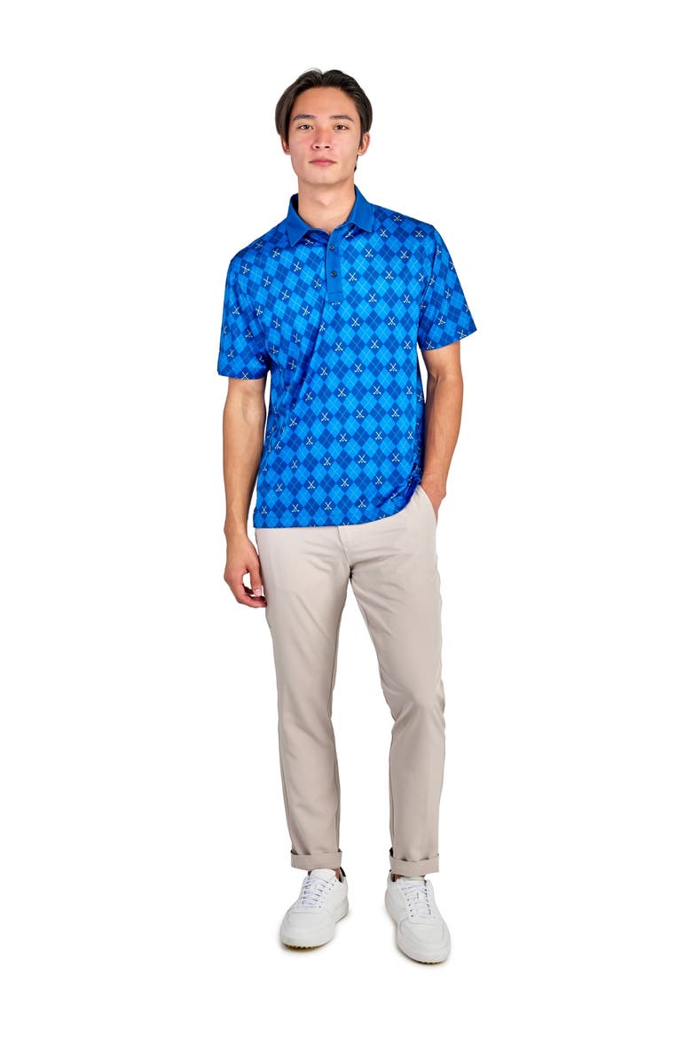 Regular Fit Golf Club Argyle Print Recycled Performance Golf Polo, Alternate, color, BLUE