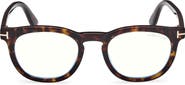 TOM FORD 50mm Small Round Blue Light Blocking Glasses