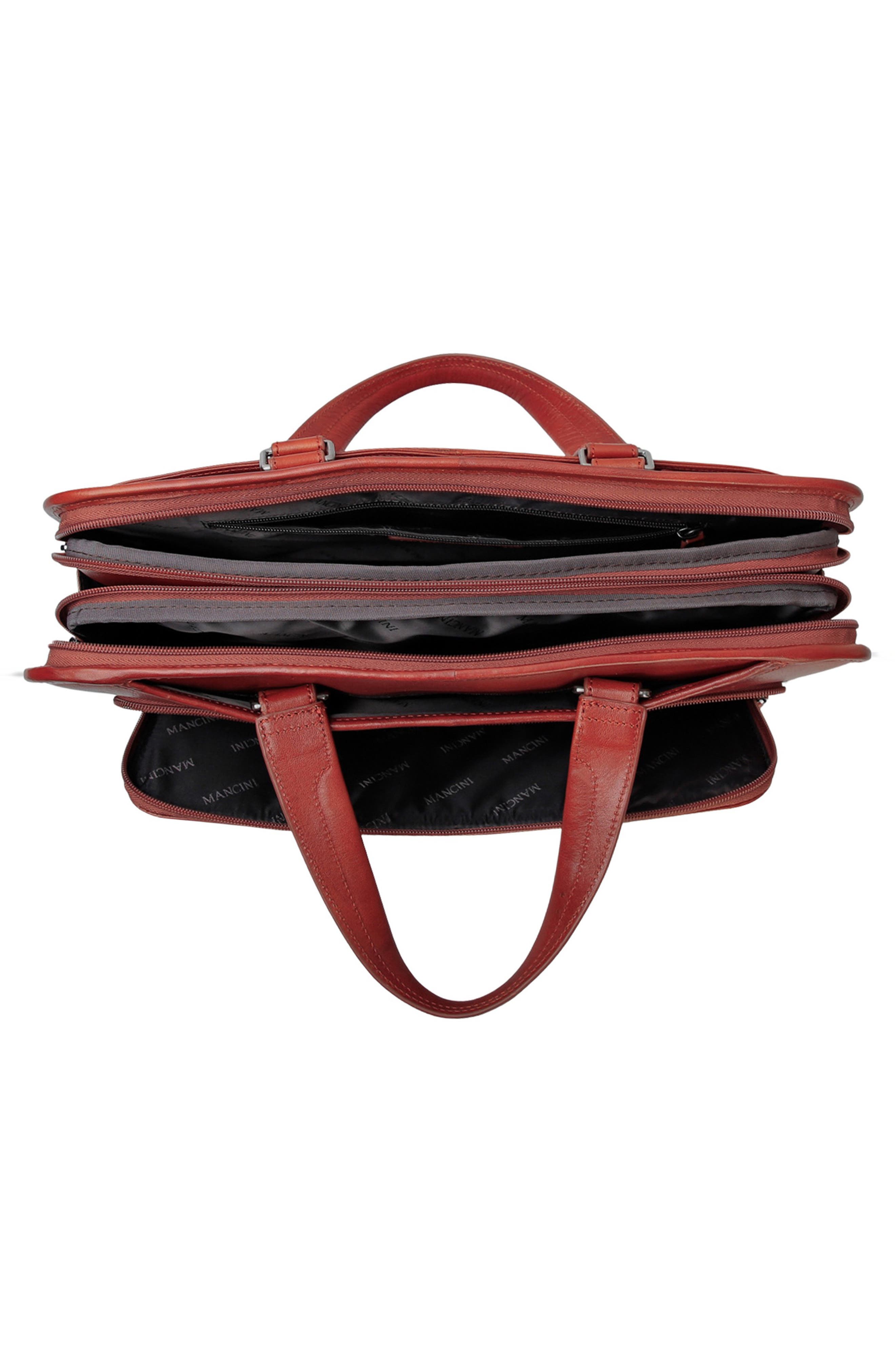 Leather Triple Compartment Briefcase, Alternate, color, COGNAC
