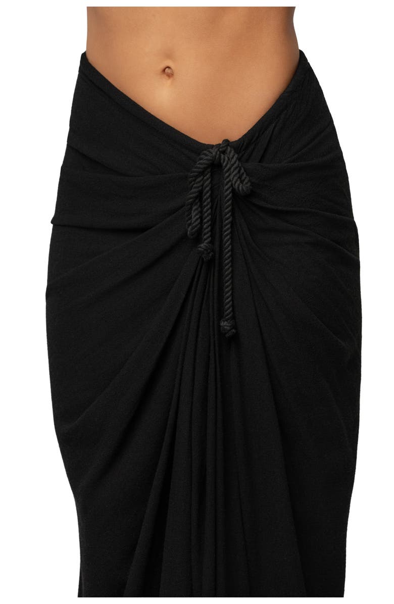 JLUXLABEL Noelia Linen Slit Skirt, Alternate, color, Black