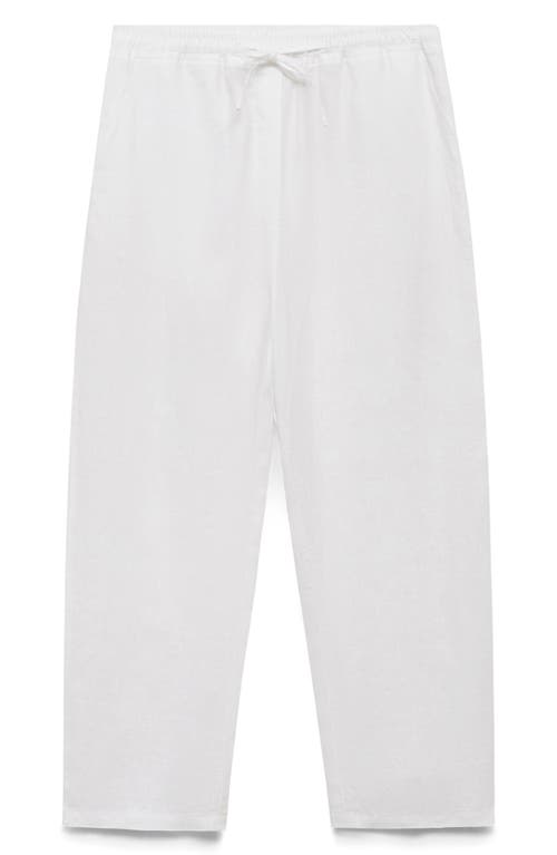 Mango Straight Leg Linen Drawstring Pants