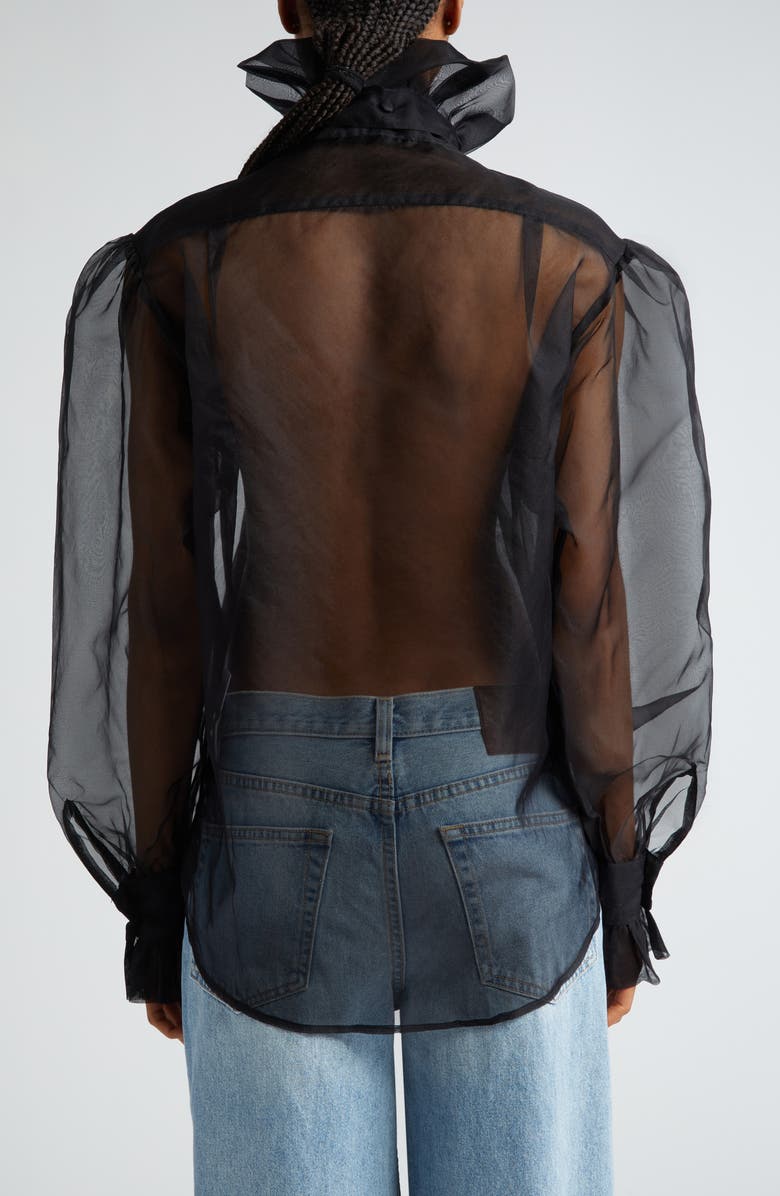 Tanner Fletcher Gender Inclusive Simone Pussy Bow Organza Shirt, Alternate, color, 