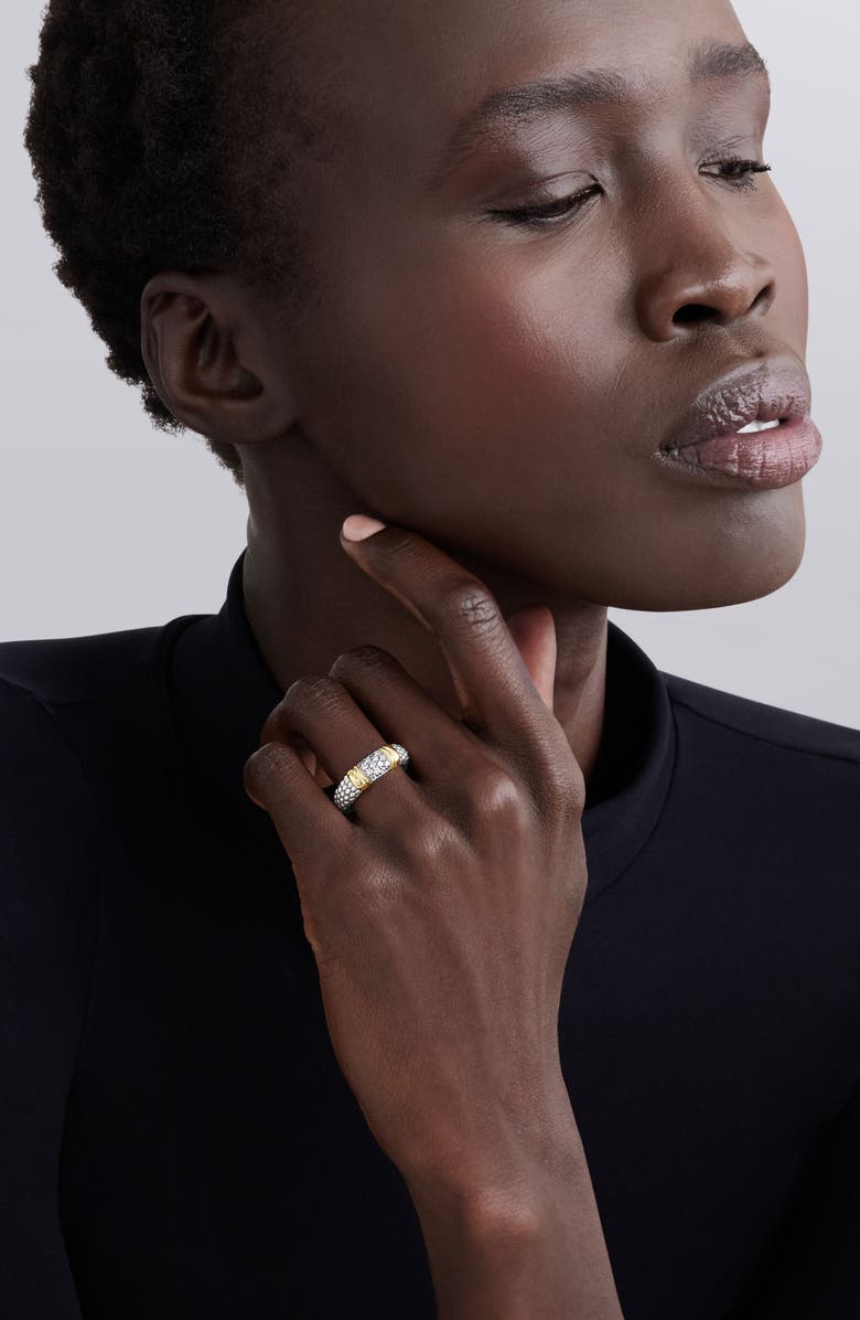 LAGOS Signature Caviar Pavé Diamond Ring, 9mm, Alternate, color, Two-Tone