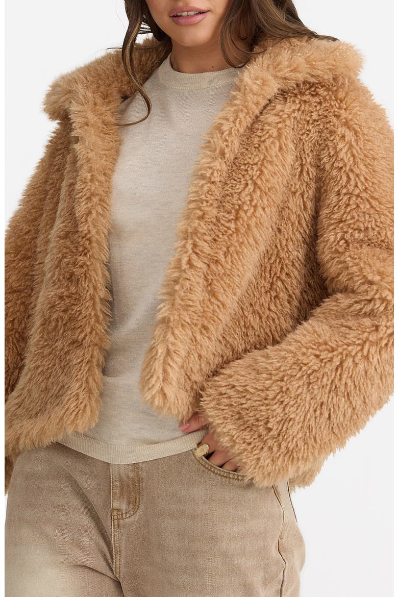Stuart Faux Fur Jacket, Alternate, color, BISCUIT