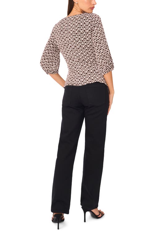 Vince Camuto Ity Wrap Surplice Neck Blouse In Brown
