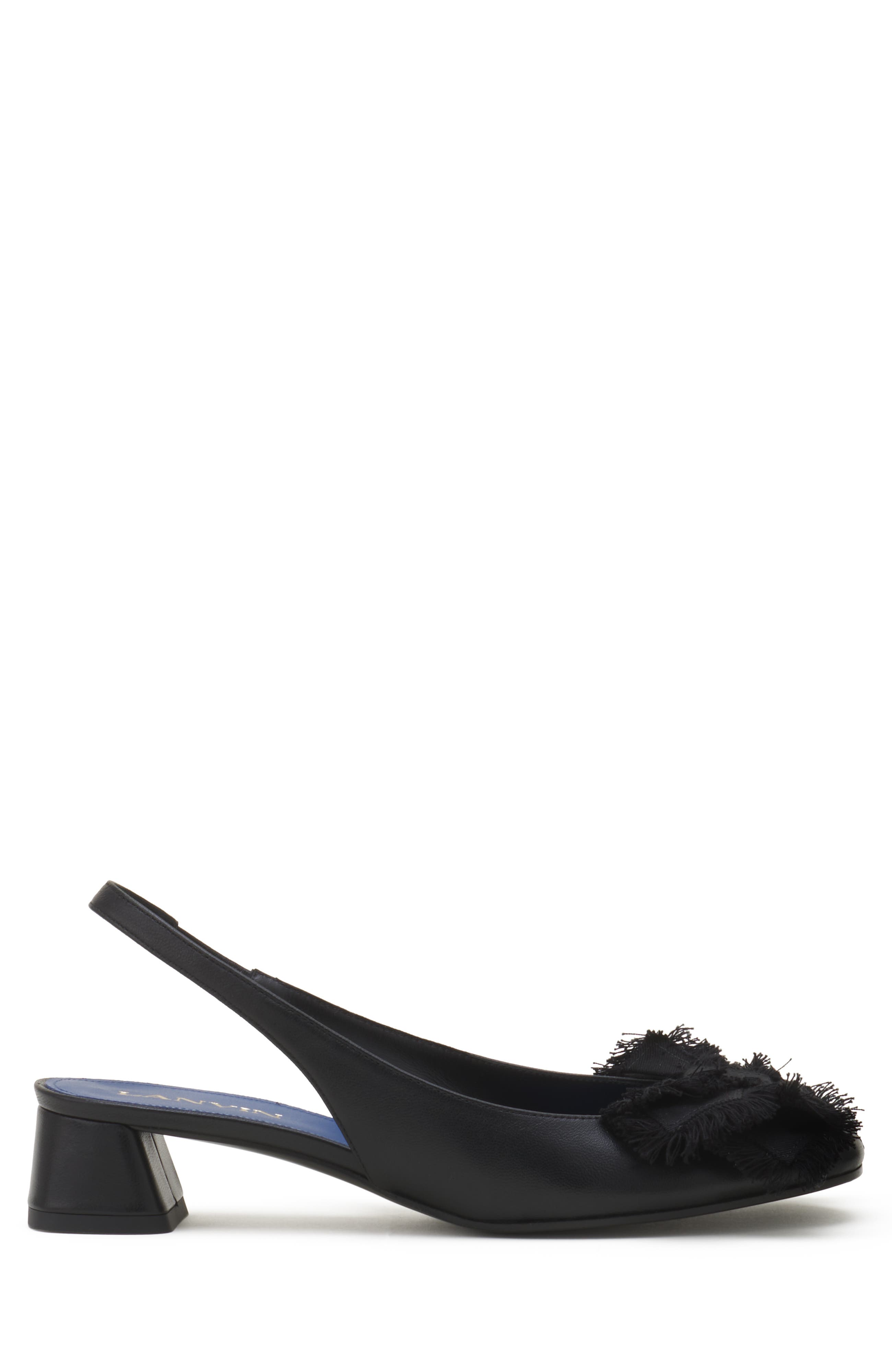 Heeled Slingback Ballerina In Leather, Main, color, Black