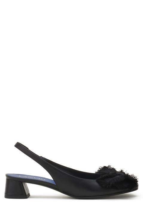 Heeled Slingback Ballerina In Leather