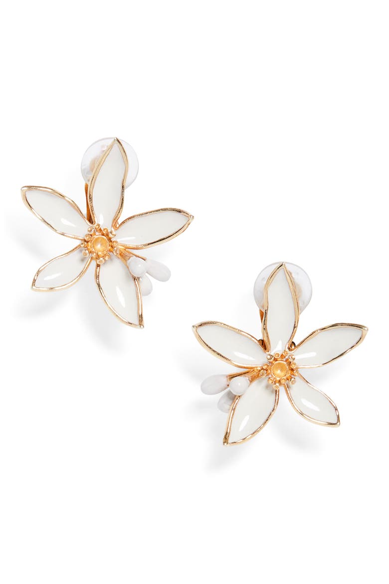 Small Orange Blossom Stud Earrings, Main, color, WHITE