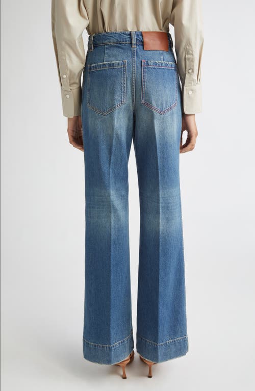 Victoria Beckham 'alina' Blue Jeans With Pockets And Logo Applied On The Front In Blue
