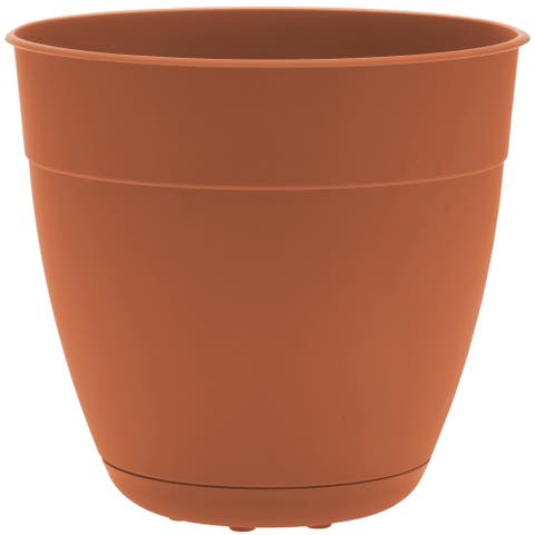 12 Inch Dayton Planter With Saucer Tray, Terra Cotta
