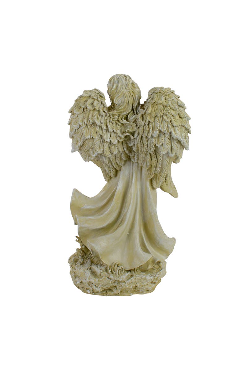 Northlight Angel with Bird and Bouquet Outdoor Garden Statue - 17.5", Alternate, color, Ivory