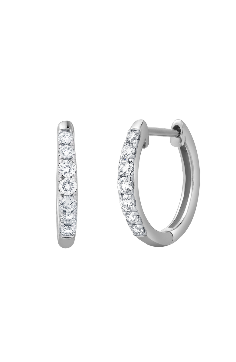 LuvMyJewelry Elina 0.3 Cts 14K Gold Diamond Huggie Hoop Earrings, Main, color, 14K White Gold