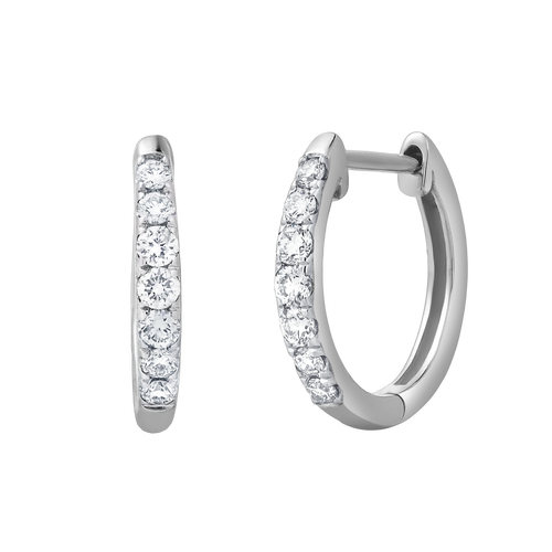 LuvMyJewelry Elina 0.35 Cts 14K Gold Diamond Huggie Hoop Earrings in 14K White Gold at Nordstrom