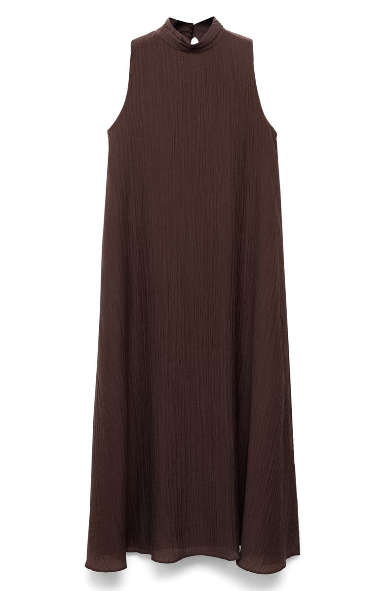 MANGO Mock Neck Sleeveless Trapeze Dress, Alternate, color, Chocolate