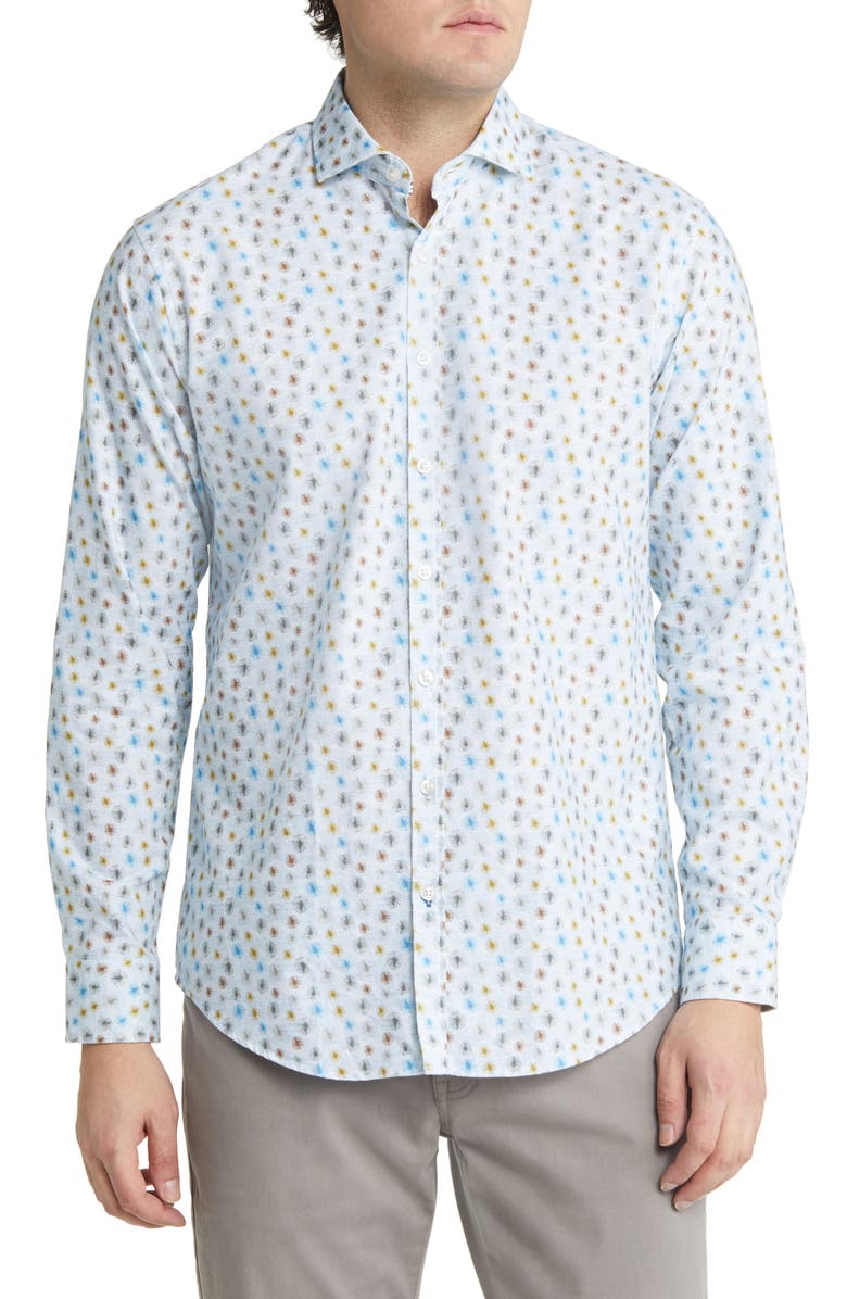 Brax Harold Dandelion Print Button-Up Shirt, Main, color, 