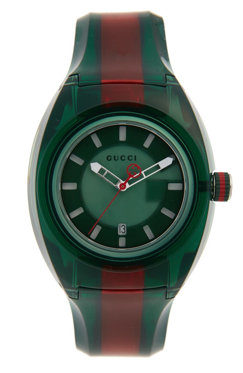 Gucci Sync Transparent Rubber Strap Watch, 46mm, Main, color, 