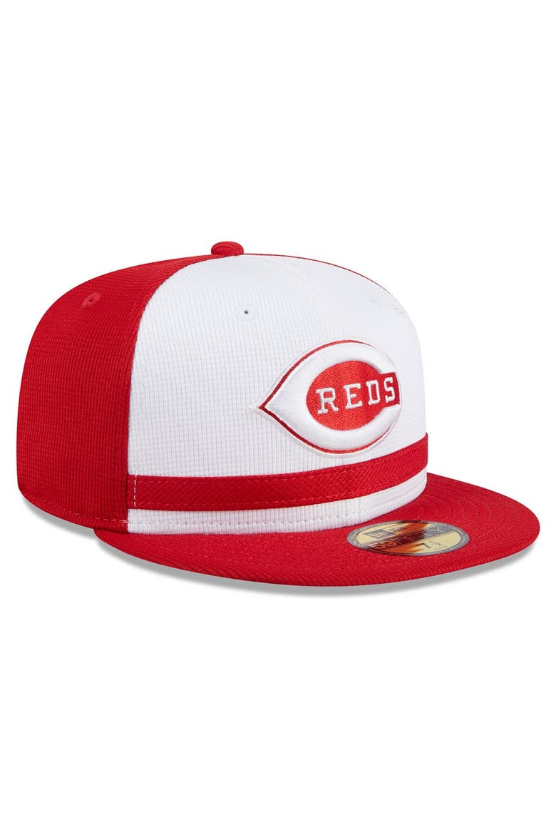 Men's New Era  White Cincinnati Reds 2024 Batting Practice 59FIFTY Fitted Hat, Alternate, color, White