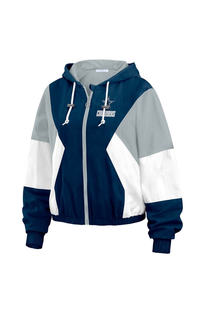 WEAR by Erin Andrews Women's WEAR by Erin Andrews Navy Dallas Cowboys Color Block Full-Zip Windbreaker Jacket, Alternate, color, Navy