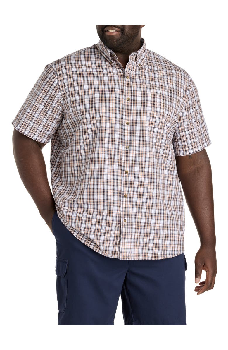 Harbor Bay by DXL Big & Tall Easy-Care Plaid Sport Shirt, Main, color, Orange Multi