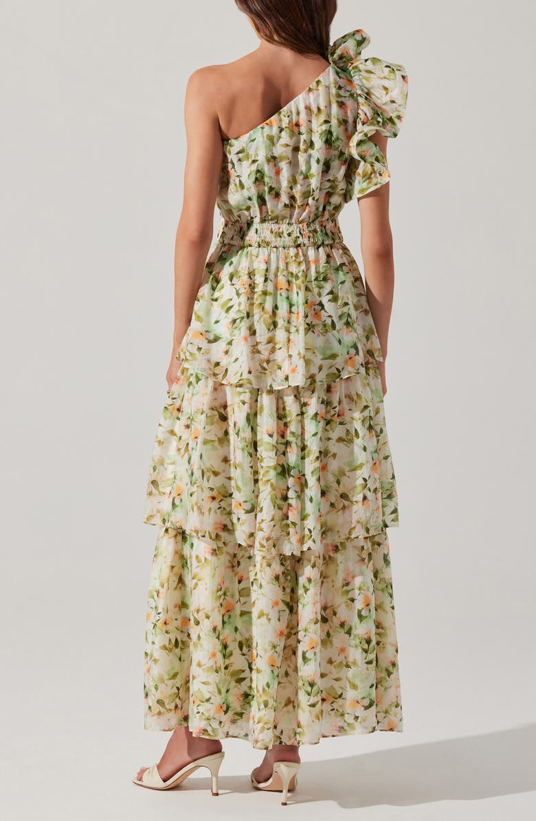 ASTR the Label Imelda Floral One-Shoulder Dress, Alternate, color, Green Floral