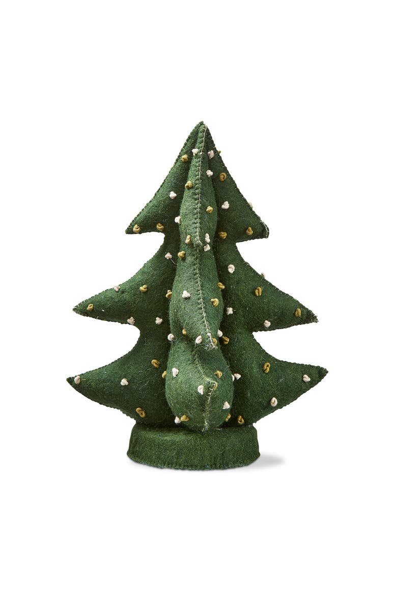 French Knot Wool Christmas Tree Decor for Tabletop Mantel, Main, color, Green