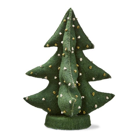 French Knot Wool Christmas Tree Decor for Tabletop Mantel