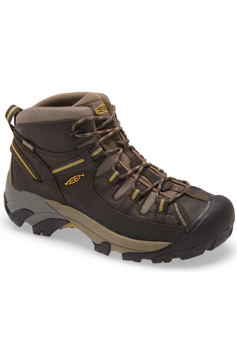 KEEN 'Targhee II' Waterproof Boot, Main, color, Black Olive/Yellow
