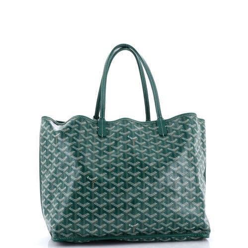 Pre-owned Goyard Goyard Anjou Reversible Tote Coated Canvas Pm In Green