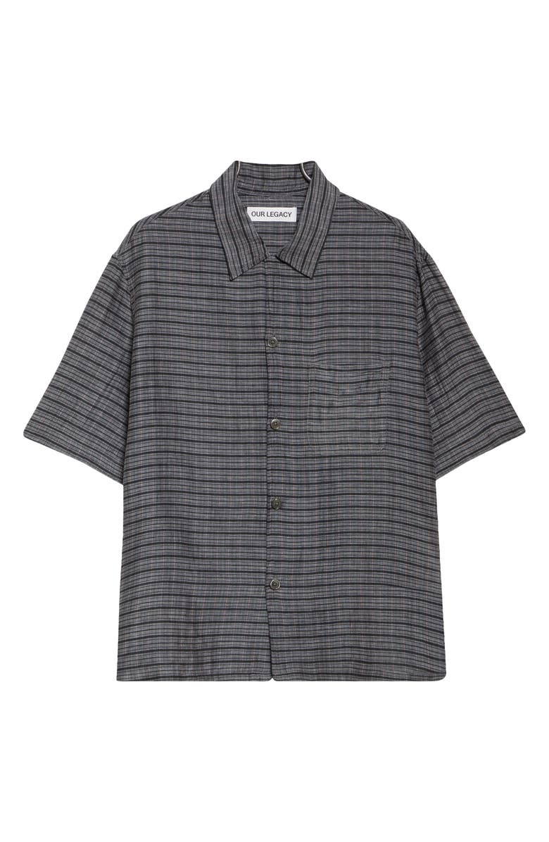 OUR LEGACY Heusen Picnic Check Short Sleeve Cotton & Silk Button-Up Shirt, Alternate, color, Picnic Check Cotton Silk