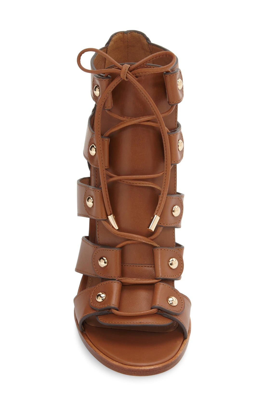 'Leslie' Lace-Up Sandal, Alternate, color, SADDLE LEATHER