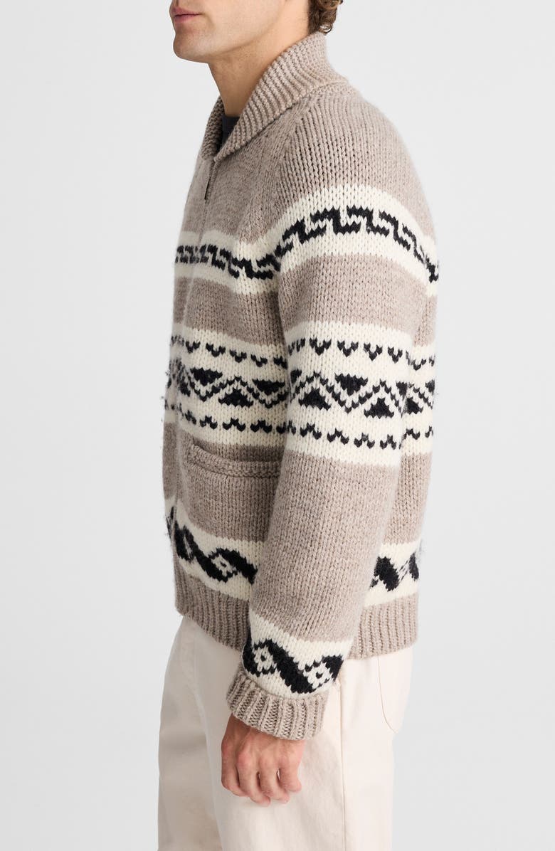 Madewell Fair Isle Zip Up Wool Cardigan, Alternate, color, Stone