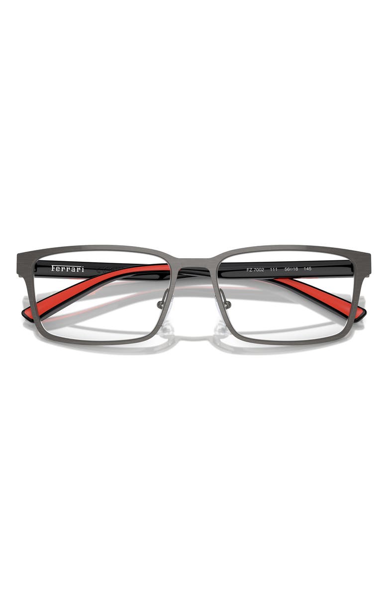 Scuderia Ferrari 56mm Rectangle Optical Glasses, Alternate, color, Dark Gunmetal / Demo Lens