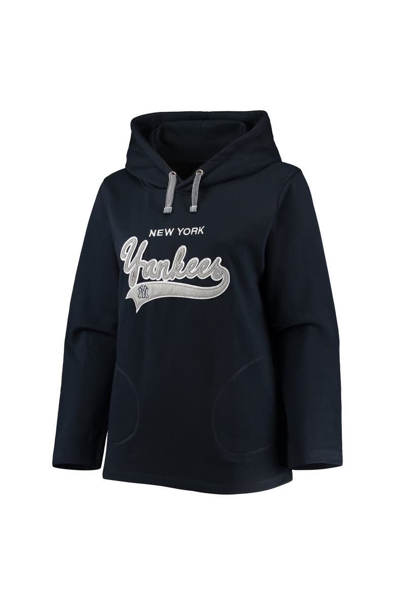 SOFT AS A GRAPE Women's Soft as a Grape Navy New York Yankees Plus Size Side Split Pullover Hoodie, Alternate, color, Navy