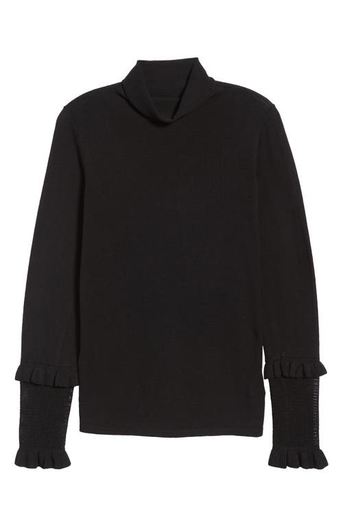 Nic + Zoe Ruffle Cuff Turtleneck Sweater In Black