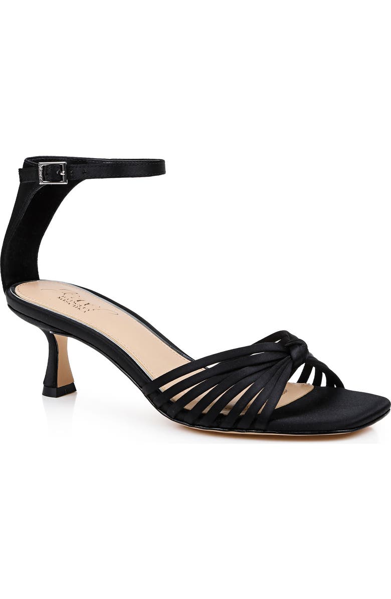 Jewel Badgley Mischka Silvia Ankle Strap Sandal, Main, color, Black Satin