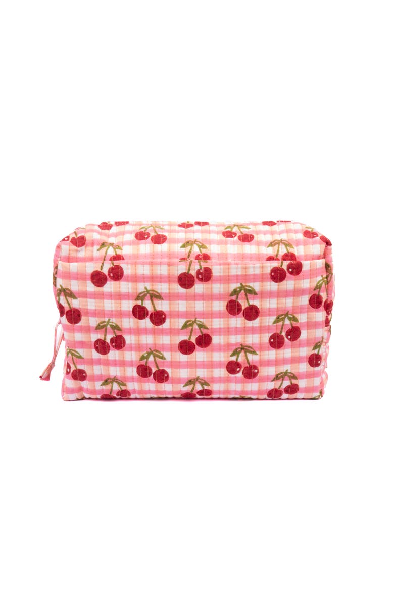 Inner Child Cherry Makeup Bag in Blockprint, Alternate, color, Red Gingham - Large